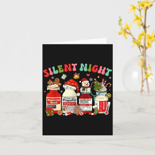 Carte Retro Profol Silent Night Icu Nurses Funny Merry C (Fleur jaune)