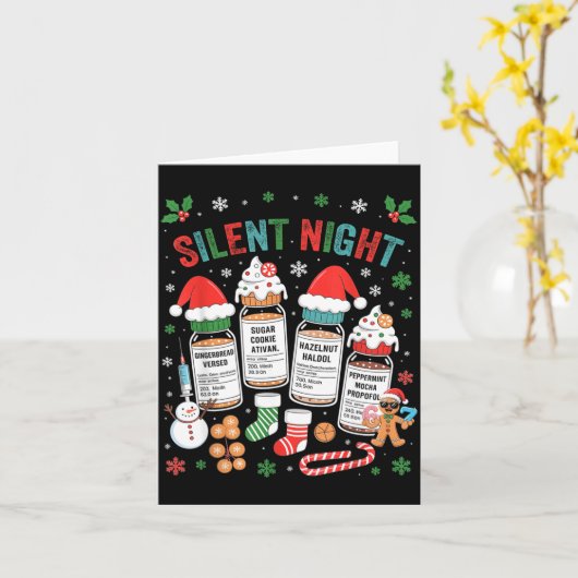 Carte Retro Profol Silent Night Icu Nurses Funny Merry C (Fleur jaune)