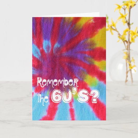 Carte retro psydelic tie dye (Fleur jaune)