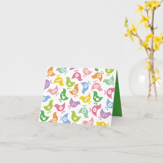 Carte Retro Rainbow Chicks Fun Party Custom Note C (Fleur jaune)