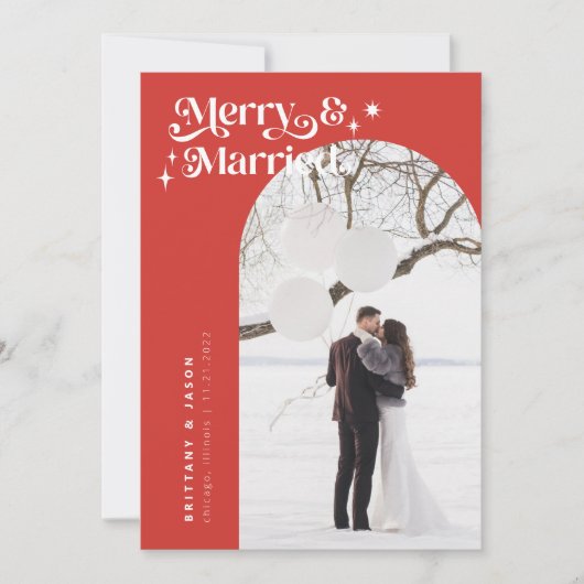 Carte Retro Red Merry & Married Photo Holiday (Devant)