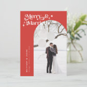 Carte Retro Red Merry & Married Photo Holiday (Debout devant)