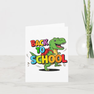 Carte Retro Retour À L'École Drôle Coloré Dinosaure Cart