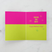 Carte Retro Rose Vert Super Floral Wow Maman Fête des mè (Intérieur)