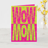 Carte Retro Rose Vert Super Floral Wow Maman Fête des mè (Fleur jaune)