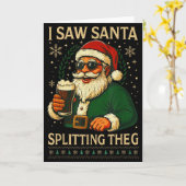 Carte Retro Santa I Saw Santa Split The G Drinking Ugly (Fleur jaune)