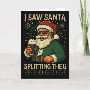 Carte Retro Santa J'ai vu Santa Split The G Boire laid