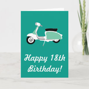 Carte Retro Scooter Happy 18th Birthday Card