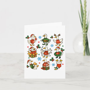 Carte Retro Silly Goose Père Noël Christmas mignonne Joy