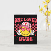 Carte Retro Smile Face One Loved Dude Valentines Day Men (Fleur jaune)