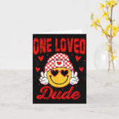 Carte Retro Smile Face One Loved Dude Valentines Day Men (Fleur jaune)
