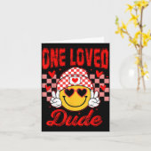 Carte Retro Smile Face One Loved Dude Valentines Day Men (Fleur jaune)