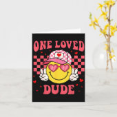 Carte Retro Smile Face One Loved Dude Valentines Day Men (Fleur jaune)
