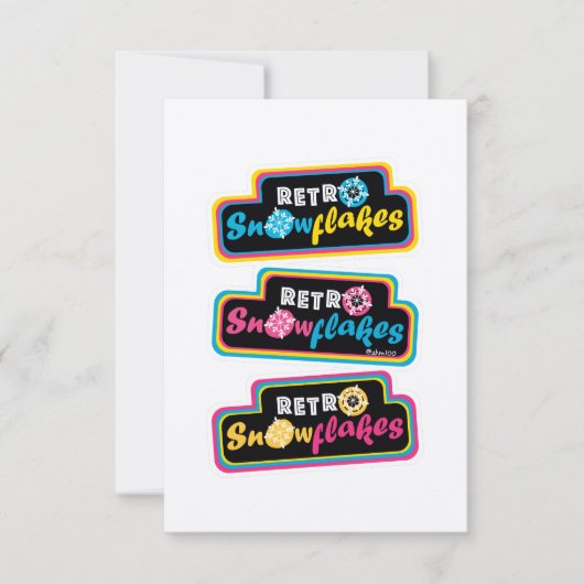 Carte Retro Snowflakes CMYK Stickers (Devant)