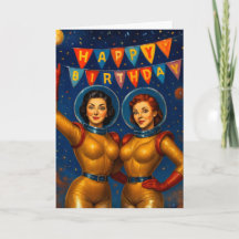 Retro Space Babes Anniversaire Vintage Pin-Up