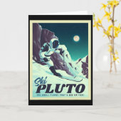 Carte Retro Space Tourism Ski Pluto Skiing Skier (Fleur jaune)