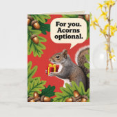 Carte Retro Squirrel with gift parcel greeting (Fleur jaune)