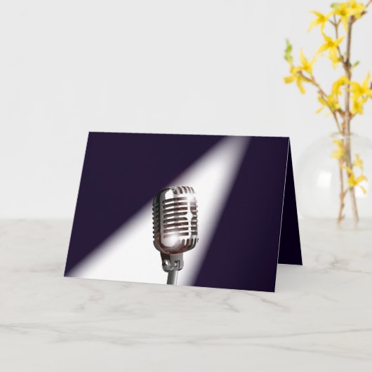 Carte Rétro stage microphone (Fleur jaune)