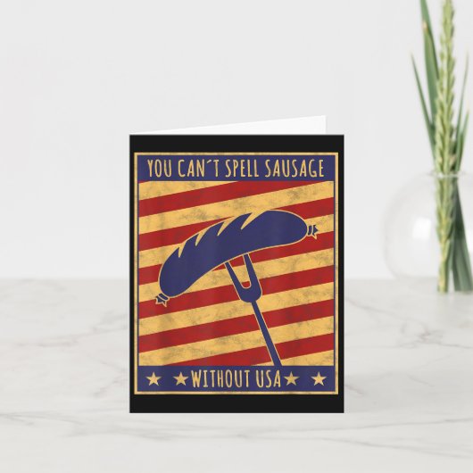 Carte Retro Ster You Can't Spell Sausage Without Usa  (Devant)