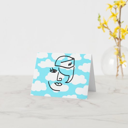 Carte Retro Stewardess Note Cards (Fleur jaune)