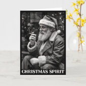 Carte Retro Style Santa Claus Smoking Cigarette Christma (Fleur jaune)
