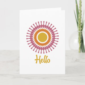 Carte Retro Sunburst Note en or et violet