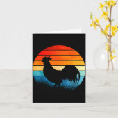 Carte Retro Sunset Rooster Chicken Lover (Fleur jaune)