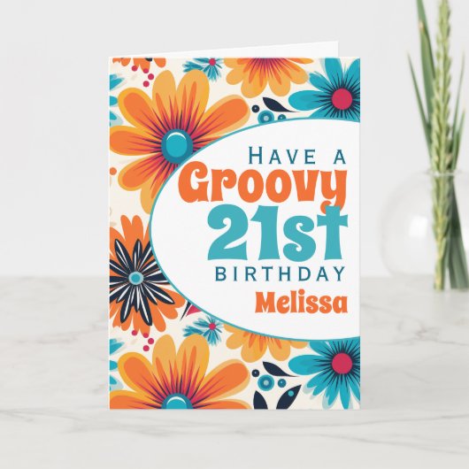 Carte Retro Super 21e anniversaire de la Flower Power (Devant)