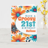 Carte Retro Super 21e anniversaire de la Flower Power (Fleur jaune)