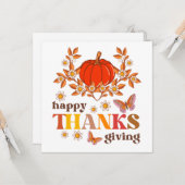 Carte Rétro Super Daisy Citrouille Hippie Thanksgiving (Devant/Arrière en situation)