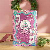 Carte Retro Super Fun Pink JOY Noël Salutation