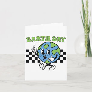 Carte Retro Super Joyeux Jour des terres Terre Mignonne