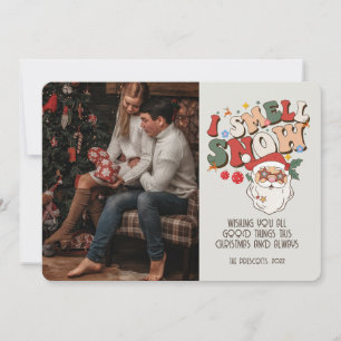 Carte Retro Super Photo Noël Père Noël Je Sens La Neige