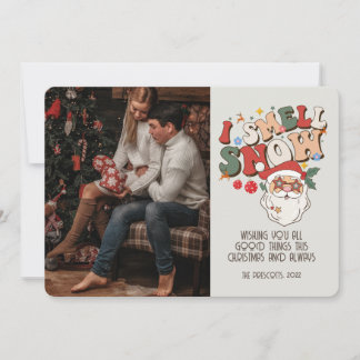 Carte Retro Super Photo Noël Père Noël Je Sens La Neige