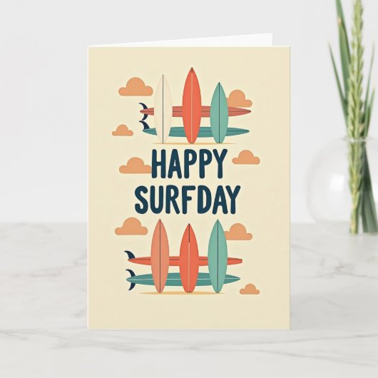Carte Rétro Surf Anniversaire Douce (Devant)