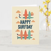 Carte Rétro Surf Anniversaire Douce (Fleur jaune)