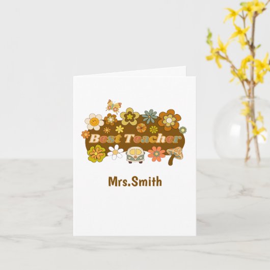 Carte Retro Teacher Card (Fleur jaune)
