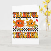 Carte Retro Thankful Enseignant Super Thanksgiving Fall  (Fleur jaune)