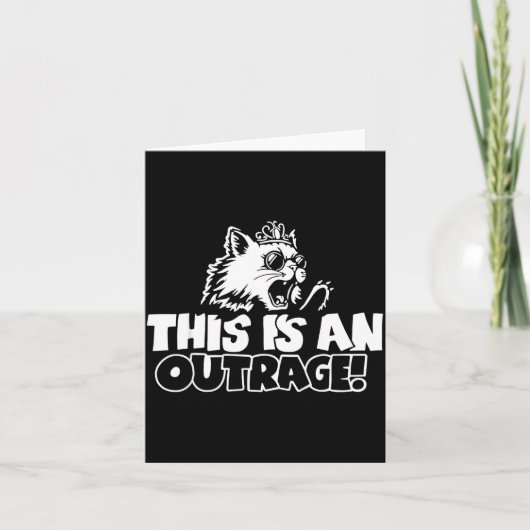 Carte Retro This Is An Outrage Quote Meme Cat Cute Funny (Devant)