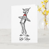 Carte Rétro Tin Man Cravate Rouge Votre Texte (Fleur jaune)