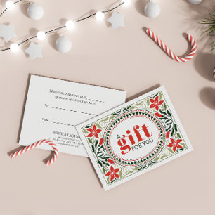 CARTE RÉTRO VACANCES FLEURS ROUGES VERTES FRAME NOËL