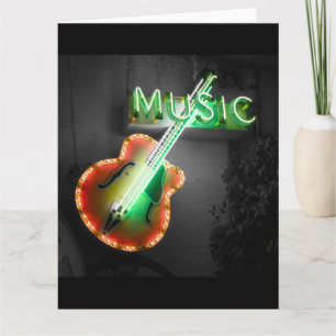 Carte Retro Vintage basse guitare musique néon Connexion