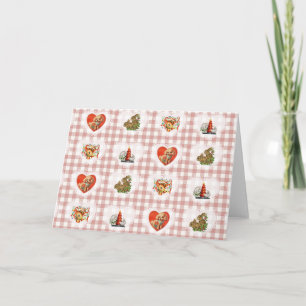 Carte Rétro Vintage Coquette Animaux Bébés Gingham
