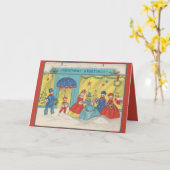Carte Retro Vintage Noël Salutations Antique hiver (Fleur jaune)