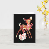 Carte Retro vintage rennes rose noël ba (Fleur jaune)