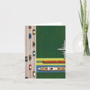 Carte Rétro Vintage Travel Modes Trip Blank Note