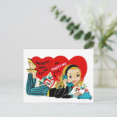 Carte Retro Vintage Valentine Phone Girl Card (Debout devant)