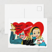 Carte Retro Vintage Valentine Phone Girl Card (Devant / Derrière)