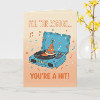 Carte Retro Vinyl "For The Record" Musical Birthday Card