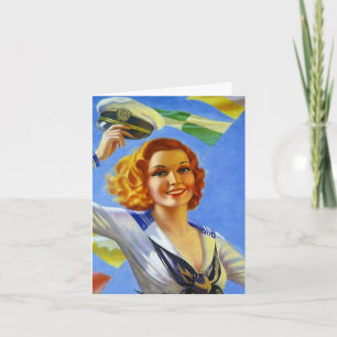 Carte Rétro voyage heureux à la maison bienvenu de